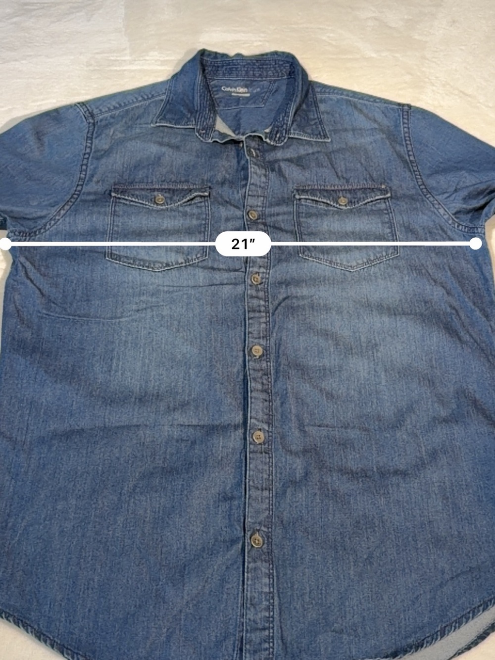 Calvin Klein Jeans Denim Button-Up Shirt Men’s Size S Blue Long Sleeve - Picture 3 of 7
